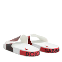 Dolce & Gabbana White Leather Slides Sandals Beachwear Shoes