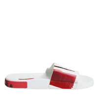 Dolce & Gabbana White Leather Slides Sandals Beachwear Shoes