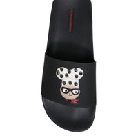 Dolce & Gabbana Black Leather Slides Sandals Beachwear Shoes