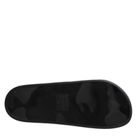 Dolce & Gabbana Black Divers Leather Flats Slides Sandals Beachwear Shoes