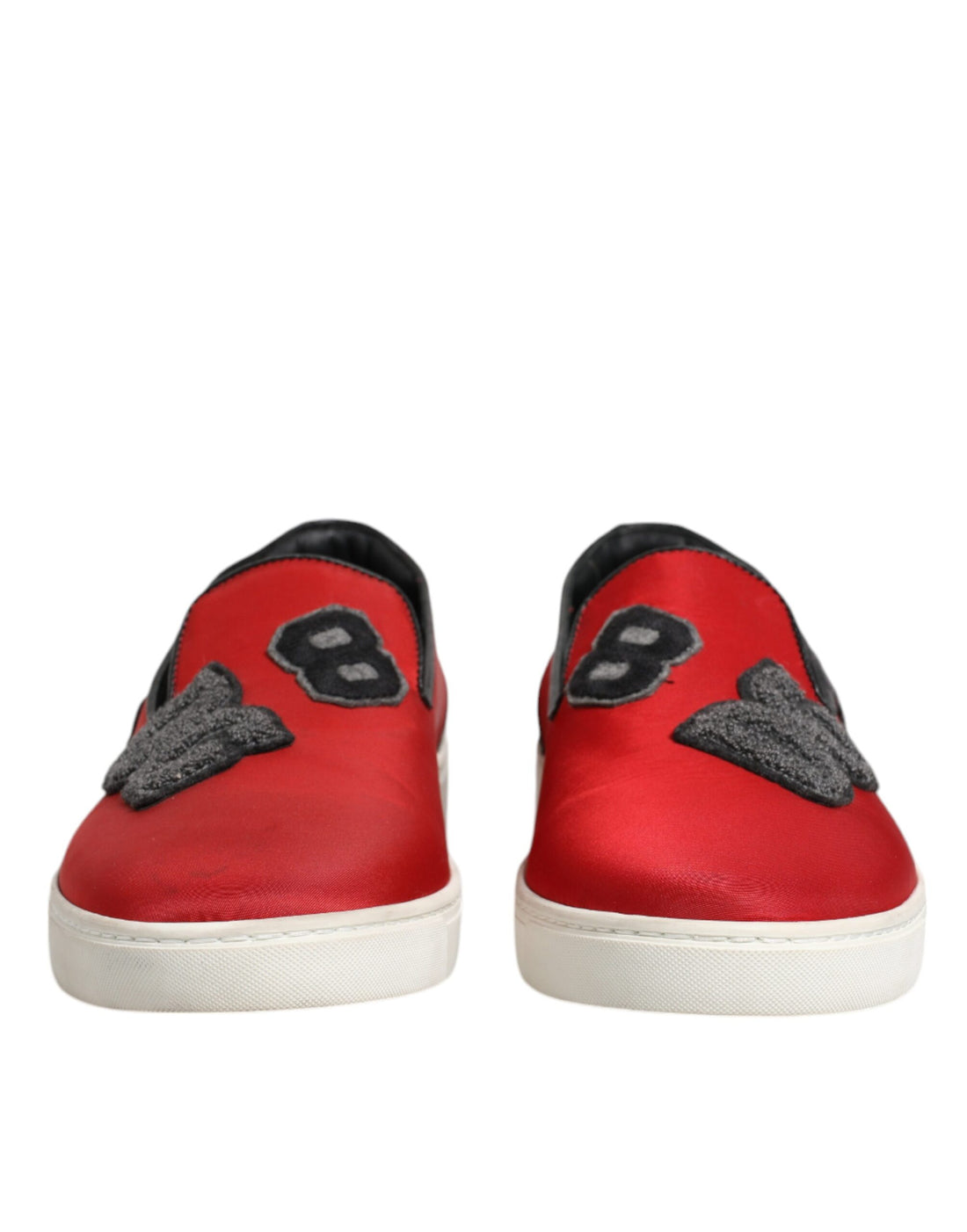 Dolce & Gabbana Red Leather Nylon Low Top Men Sneakers Shoes