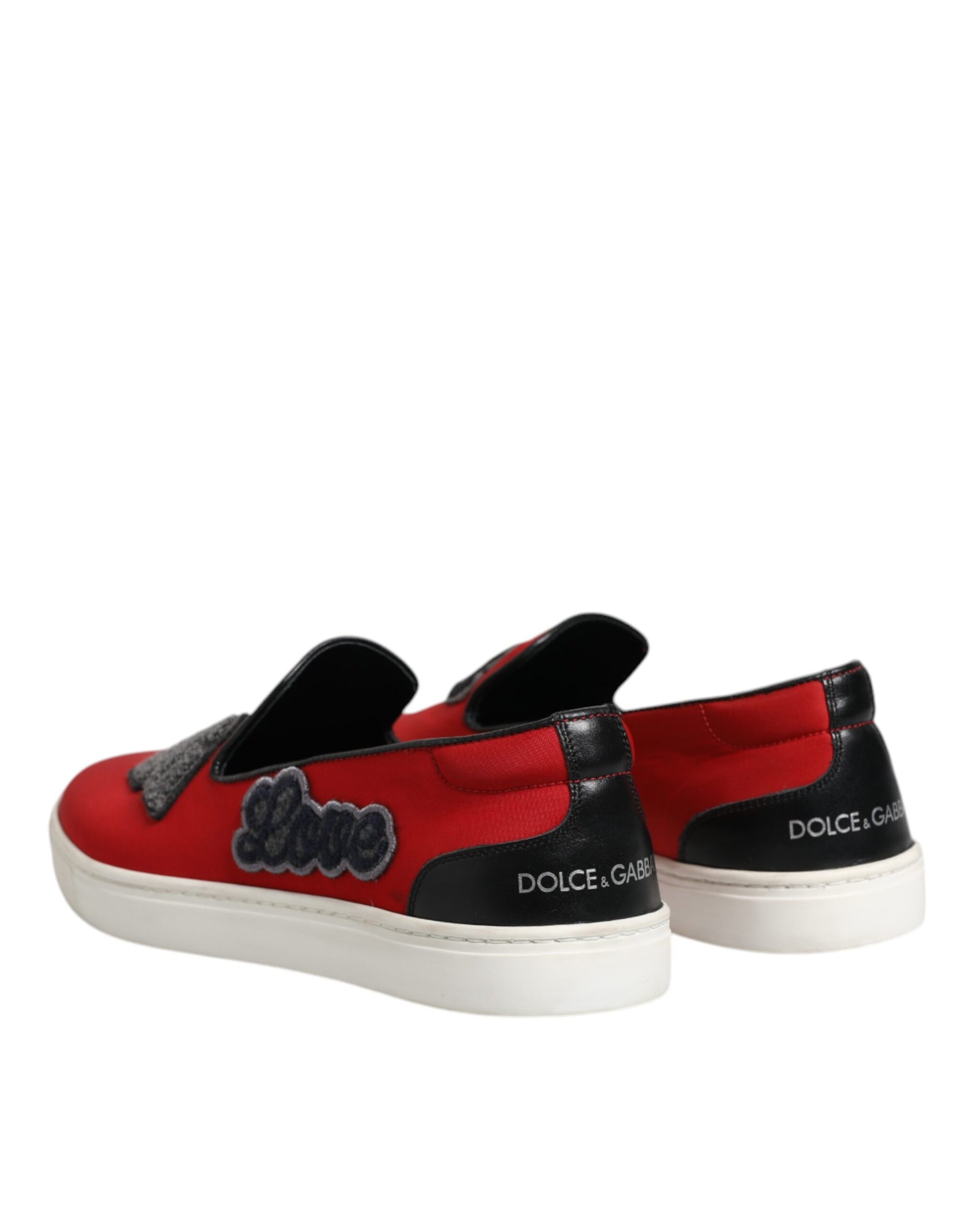 Dolce &amp; Gabbana Red Leather Nylon Low Top Men Sneakers Shoes