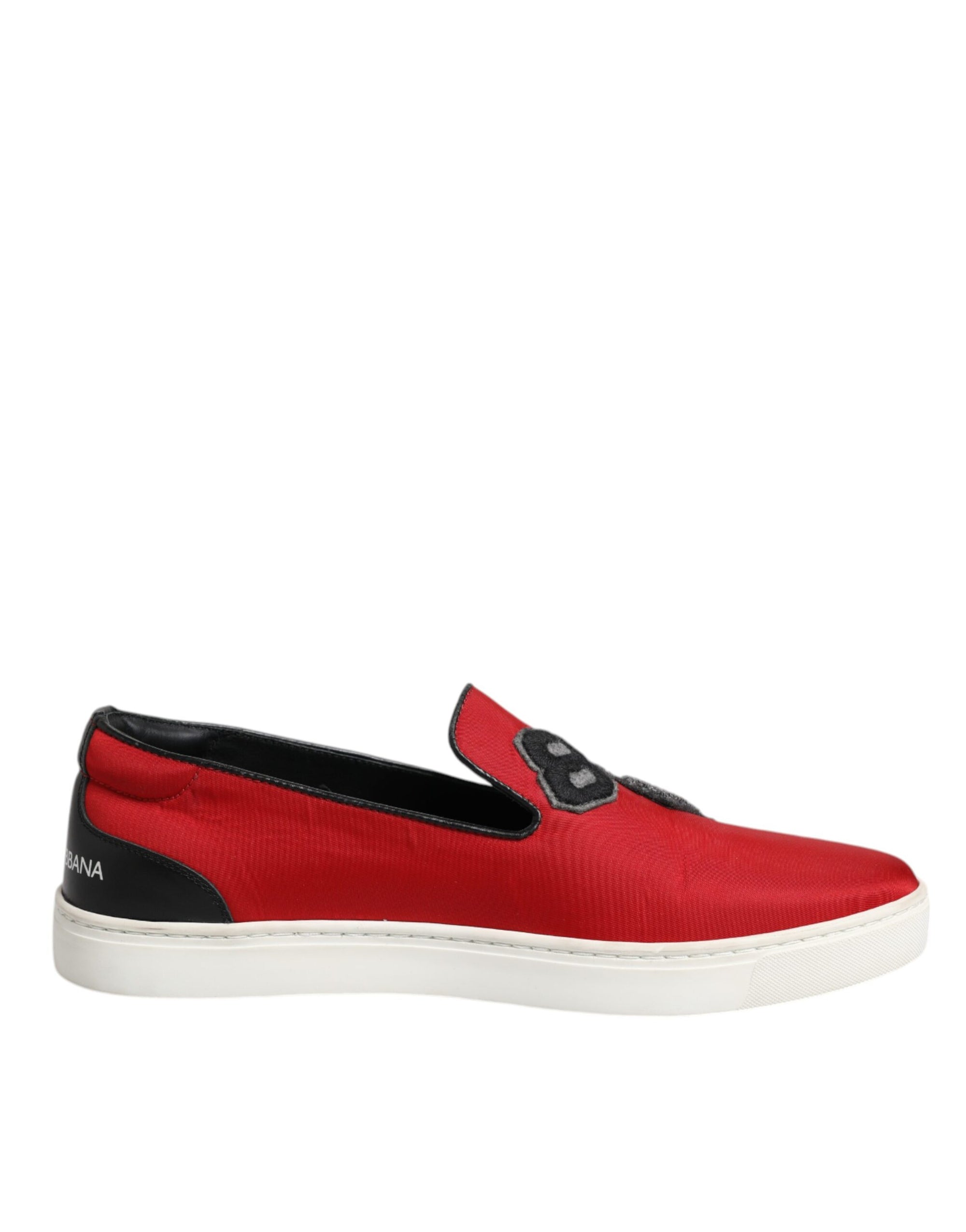 Dolce &amp; Gabbana Red Leather Nylon Low Top Men Sneakers Shoes