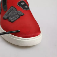 Dolce & Gabbana Red Leather Nylon Low Top Men Sneakers Shoes