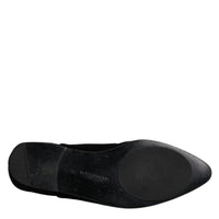 Dolce & Gabbana Black Velvet Slides Flat Slipper Sandals Shoes