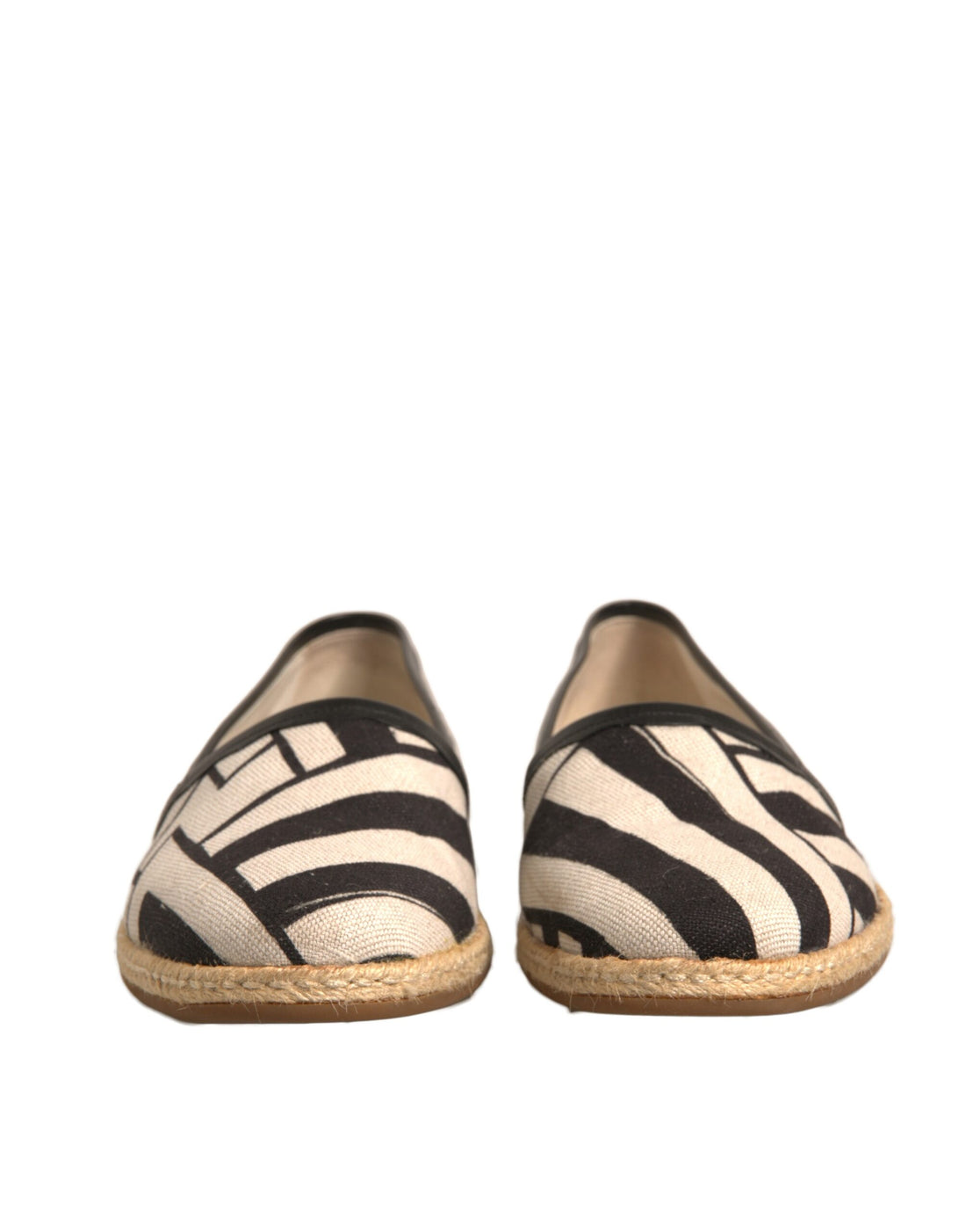 Dolce & Gabbana Black White Stripes Slip On Espadrille Shoes