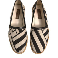 Dolce & Gabbana Black White Stripes Slip On Espadrille Shoes