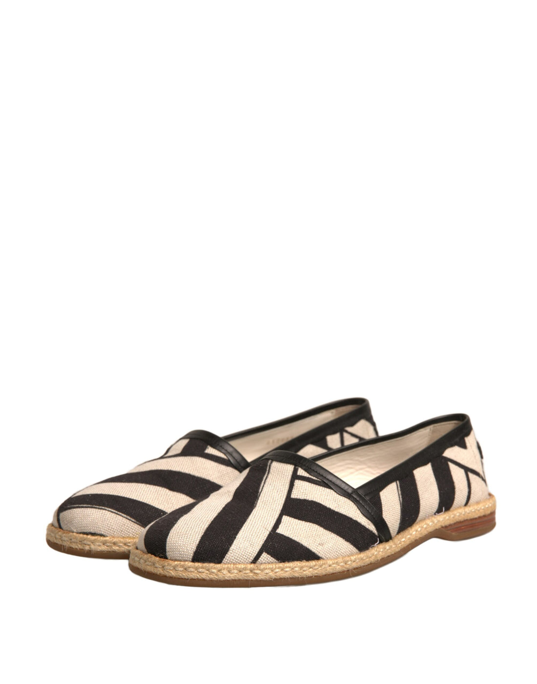 Dolce & Gabbana Black White Stripes Slip On Espadrille Shoes