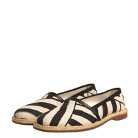 Dolce & Gabbana Black White Stripes Slip On Espadrille Shoes