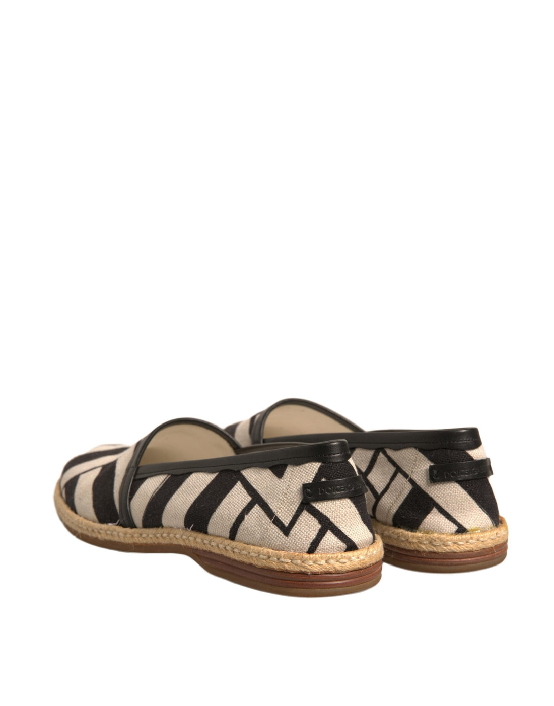 Dolce & Gabbana Black White Stripes Slip On Espadrille Shoes