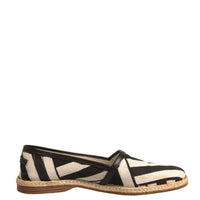 Dolce & Gabbana Black White Stripes Slip On Espadrille Shoes