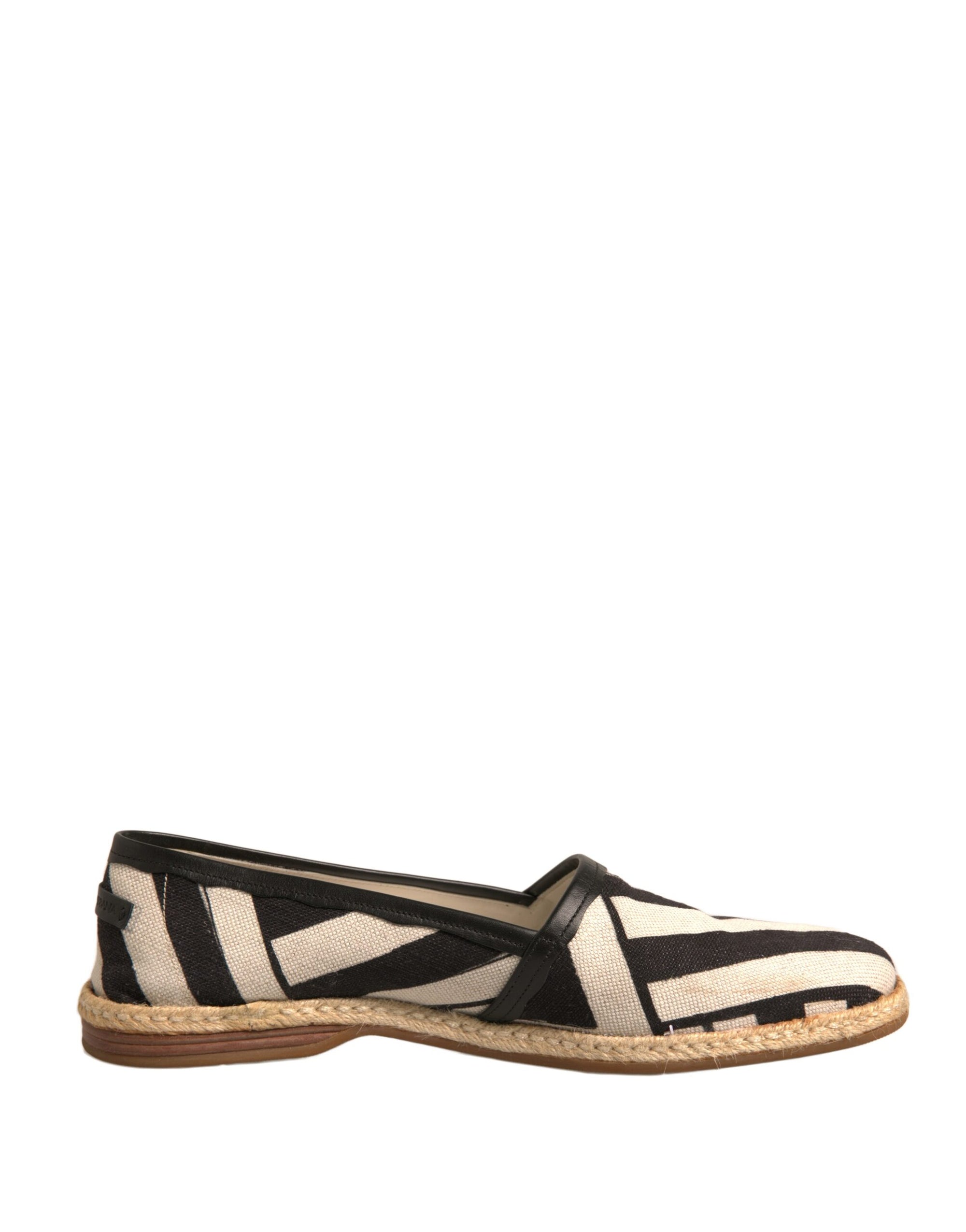 Dolce &amp; Gabbana Black White Stripes Slip On Espadrille Shoes