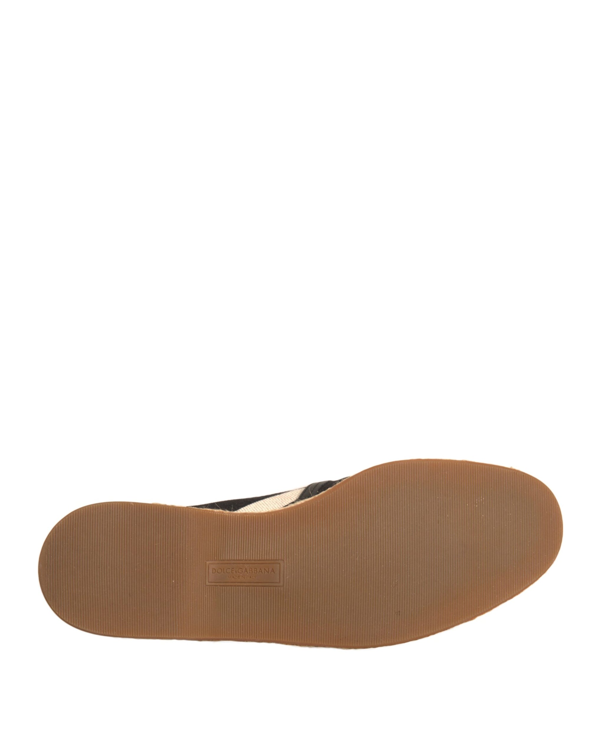 Dolce &amp; Gabbana Black White Stripes Slip On Espadrille Shoes
