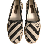 Dolce & Gabbana Black White Stripes Slip On Espadrille Shoes