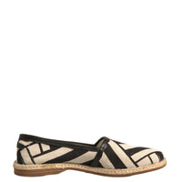 Dolce & Gabbana Black White Stripes Slip On Espadrille Shoes