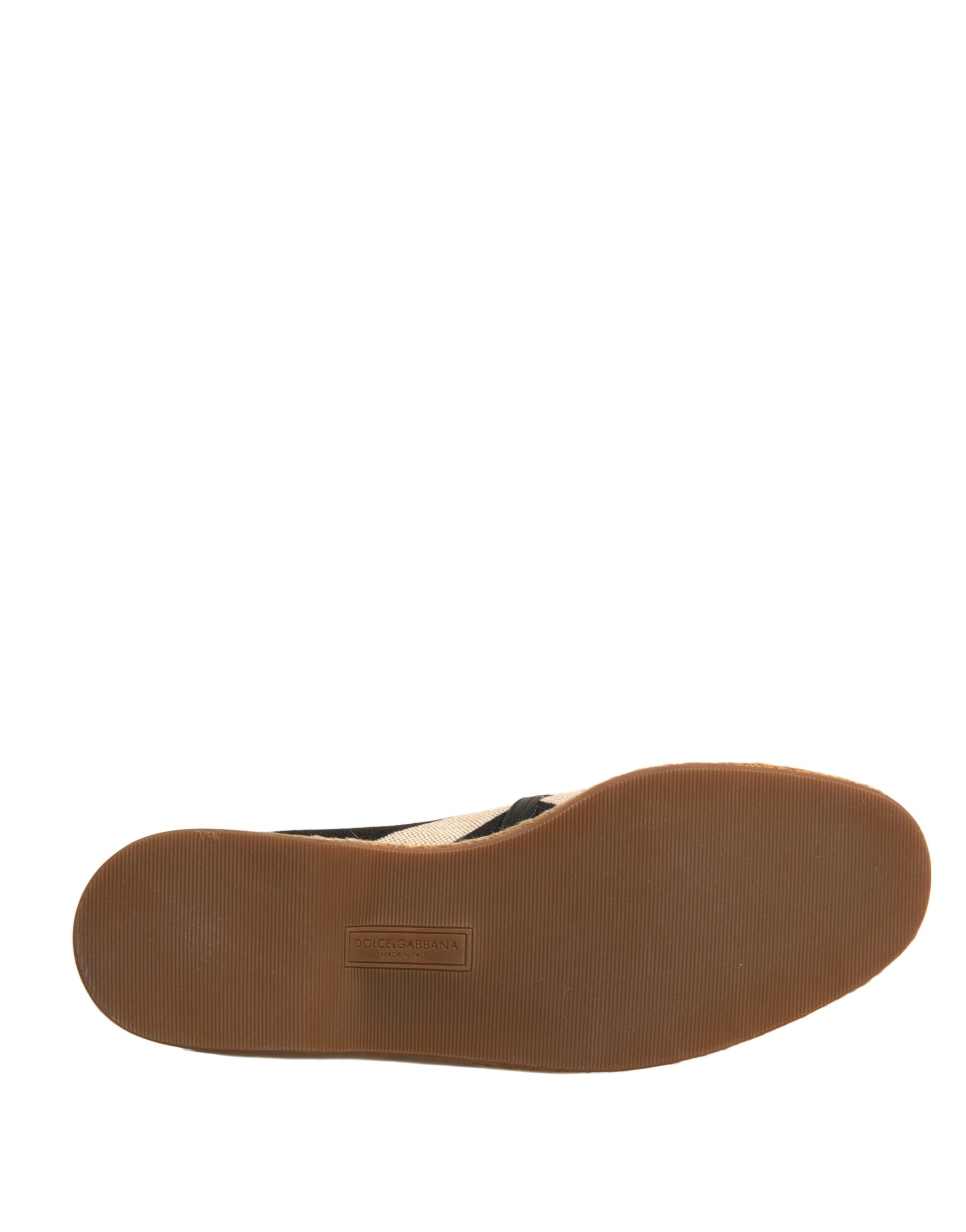 Dolce &amp; Gabbana Black White Stripes Slip On Espadrille Shoes