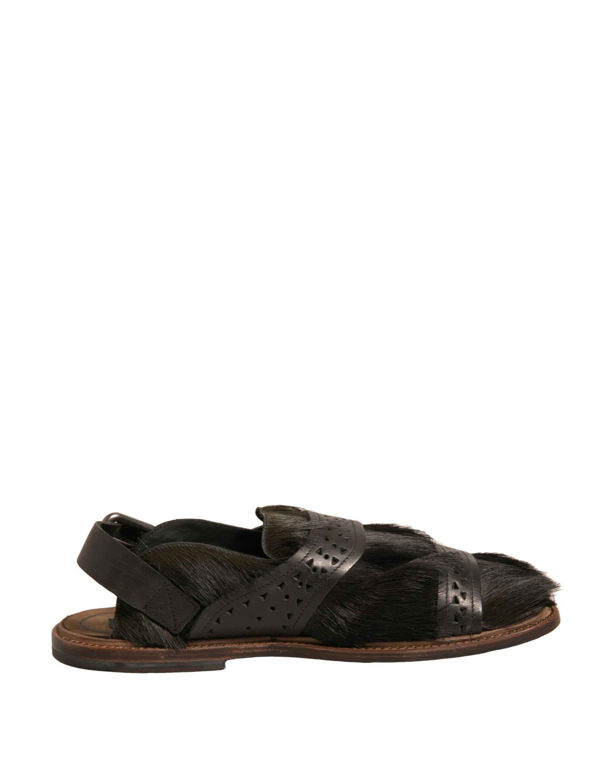 Dolce &amp; Gabbana Green Gazelle Hair Leather Flats Sandals Shoes