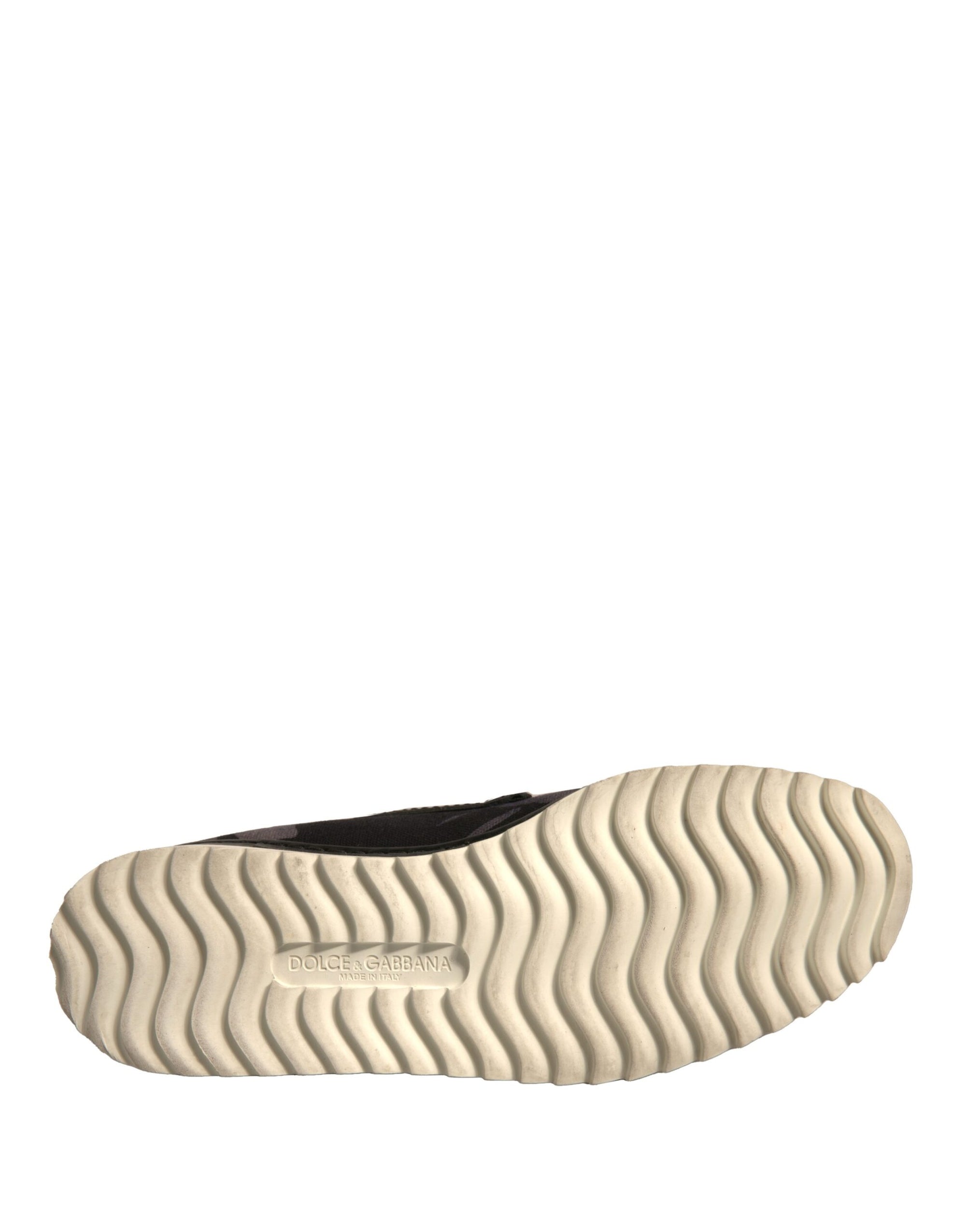 Dolce &amp; Gabbana Black Canvas Tropical Print Slip On Shoes