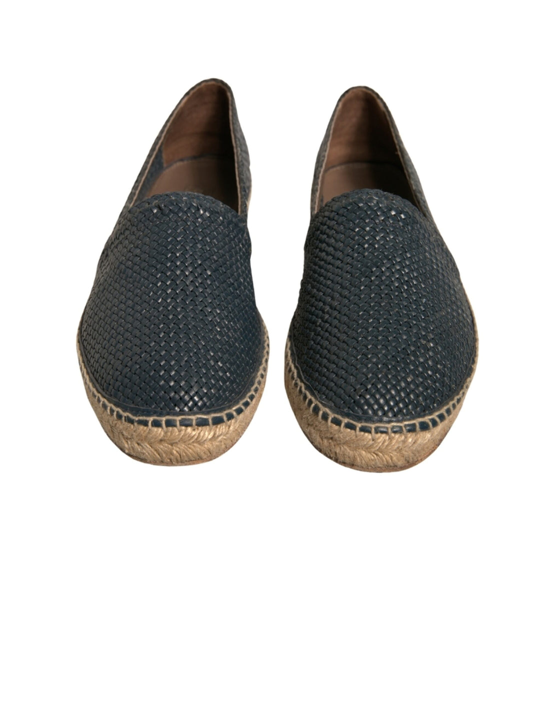 Dolce & Gabbana Blue Woven Leather Buffalo Espadrille Shoes