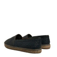 Dolce & Gabbana Blue Woven Leather Buffalo Espadrille Shoes