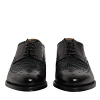 Dolce & Gabbana Black Leather Derby Wingtip Lace Up Formal Dress Shoes