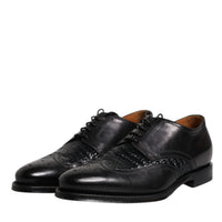 Dolce & Gabbana Black Leather Derby Wingtip Lace Up Formal Dress Shoes