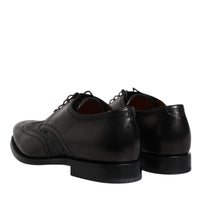 Dolce & Gabbana Black Leather Derby Wingtip Lace Up Formal Dress Shoes