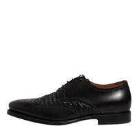 Dolce & Gabbana Black Leather Derby Wingtip Lace Up Formal Dress Shoes