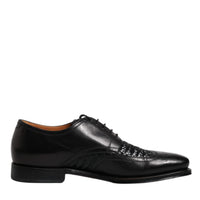 Dolce & Gabbana Black Leather Derby Wingtip Lace Up Formal Dress Shoes