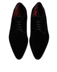 Dolce & Gabbana Black Velvet Cotton Lace Up Derby Shoes