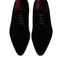 Dolce & Gabbana Black Velvet Cotton Lace Up Derby Shoes