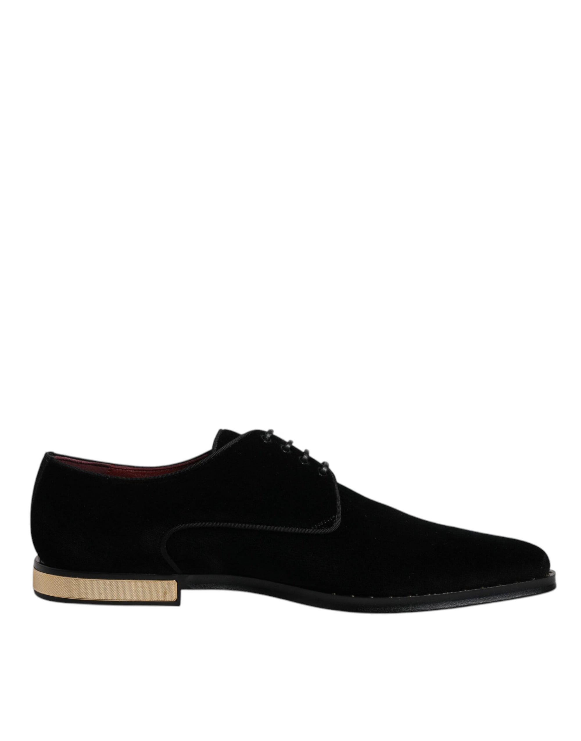 Dolce &amp; Gabbana Black Velvet Cotton Lace Up Derby Shoes