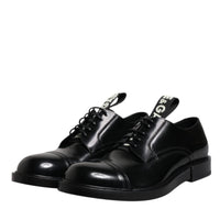 Dolce & Gabbana Black Patent Leather Derby Lace Up Formal Dress Shoes