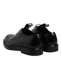 Dolce & Gabbana Black Patent Leather Derby Lace Up Formal Dress Shoes