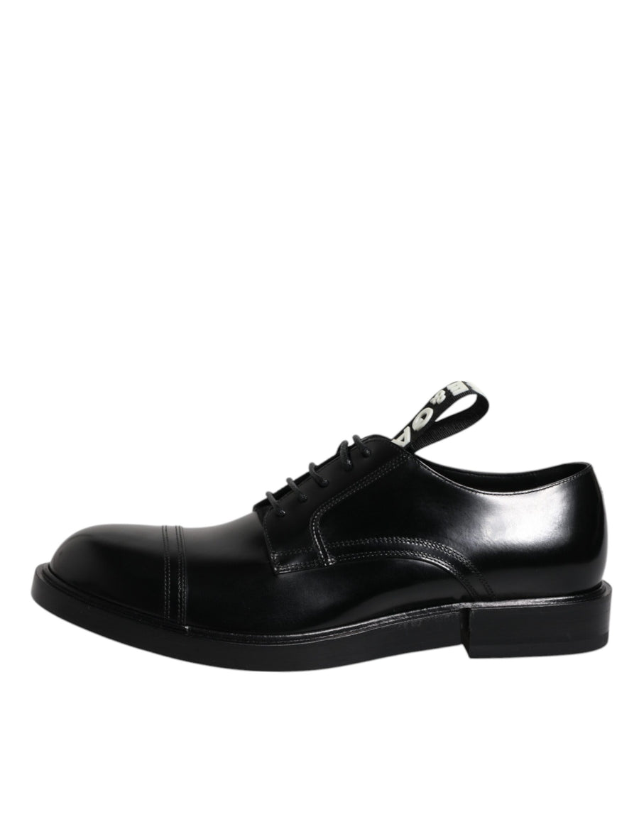 Dolce & Gabbana Black Patent Leather Derby Lace Up Formal Dress Shoes