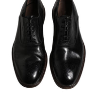 Dolce & Gabbana Black Leather Lace Up Men Derby Formal Shoes