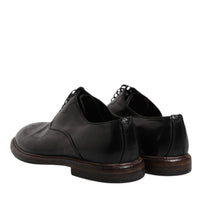 Dolce & Gabbana Black Leather Lace Up Men Derby Formal Shoes