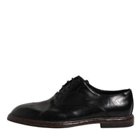 Dolce & Gabbana Black Leather Lace Up Men Derby Formal Shoes