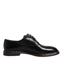 Dolce & Gabbana Black Leather Lace Up Men Derby Formal Shoes