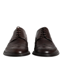 Dolce & Gabbana Brown Leather Derby Wingtip Lace Up Formal Dress Shoes