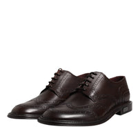 Dolce & Gabbana Brown Leather Derby Wingtip Lace Up Formal Dress Shoes