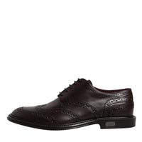 Dolce & Gabbana Brown Leather Derby Wingtip Lace Up Formal Dress Shoes