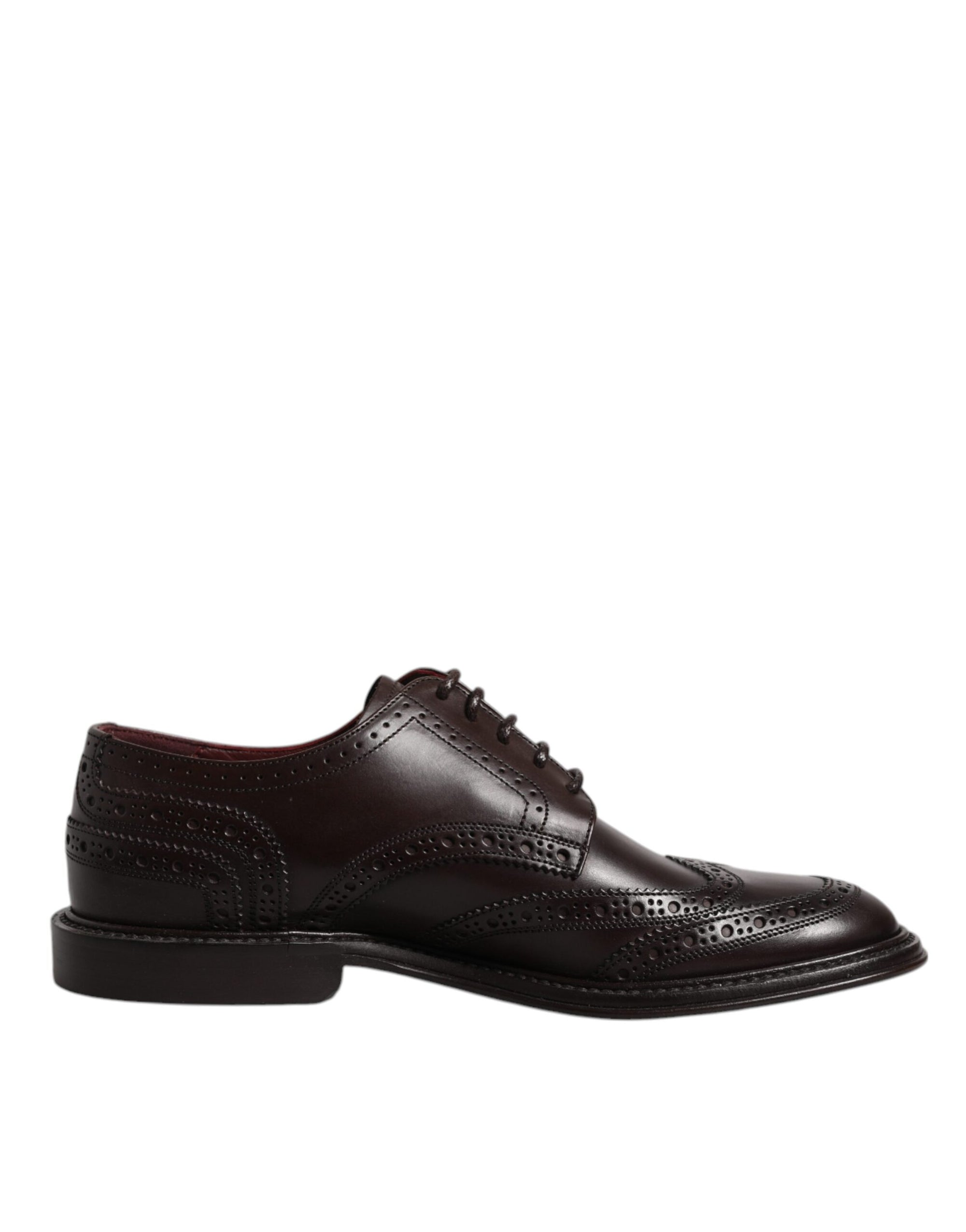 Dolce &amp; Gabbana Brown Leather Derby Wingtip Lace Up Formal Dress Shoes