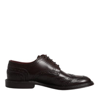 Dolce & Gabbana Brown Leather Derby Wingtip Lace Up Formal Dress Shoes