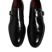 Dolce & Gabbana Black Leather Monk Strap Derby Formal Shoes