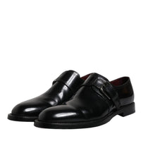 Dolce & Gabbana Black Leather Monk Strap Derby Formal Shoes