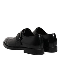 Dolce & Gabbana Black Leather Monk Strap Derby Formal Shoes