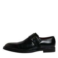 Dolce & Gabbana Black Leather Monk Strap Derby Formal Shoes