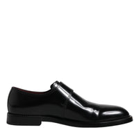 Dolce & Gabbana Black Leather Monk Strap Derby Formal Shoes