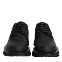 Dolce & Gabbana Black Leather Lace Up Trekking Dress Shoes